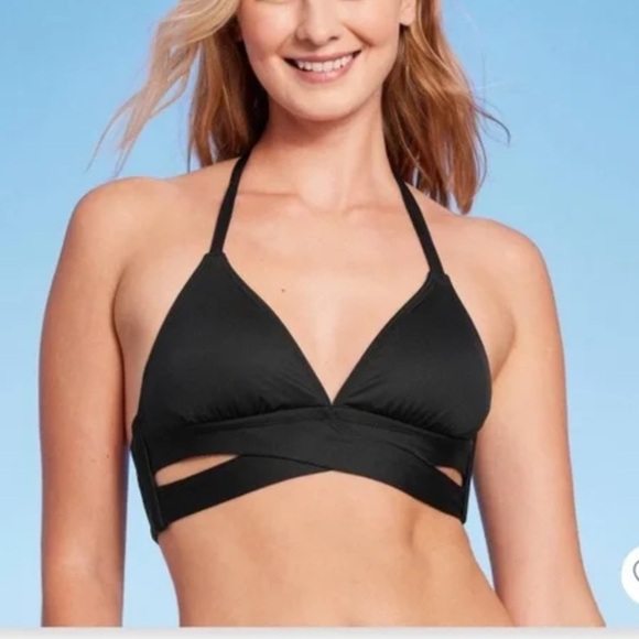 Kona Sol Other - Kona Sol Black Faux wrap  Halter Bikini Top